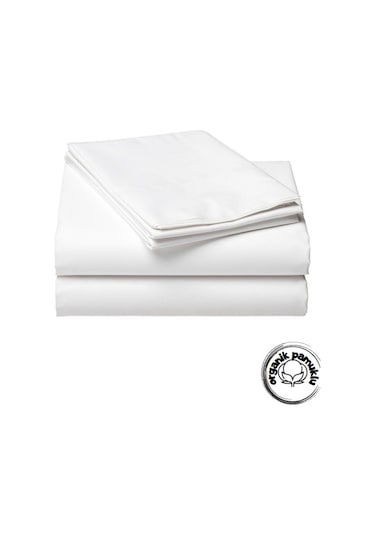 Lotus Home Lüks Pamuklu Düz Beyaz Çarşaf Tek Kişilik 160x240