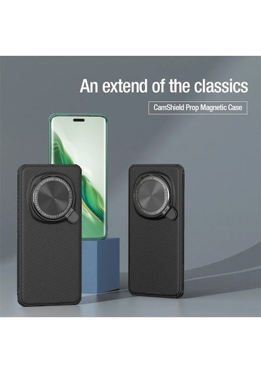 Mufunye Honor Magic 6 Pro İçin Nillkin Camshield Pro Manyetik Kılıf: Kamera Koruyucu, Magsafe Uyumlu, Dikey/yatay Ayaklı, Parmak İzi Redüktörü Siyah