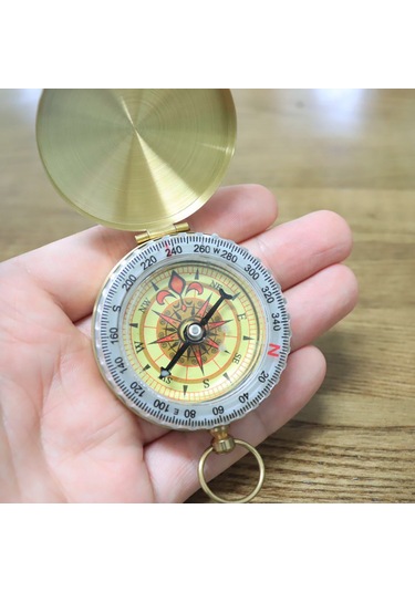 Yaozixa Tahta Kapağı G50 Kuprum Pusula - Doğa Yürüyüşü, Dağcılık İçin Gece Işıklı, Taşınabilir, Dayanıklı Multifonksiyon Kompas