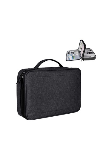 Sones İpad İçin Büyük Naylon Su Geçirmez Kutu Tipi Çok İşlevli Saklama Çantası, Boyut: 29 X 21 X 8 Cm Siyah