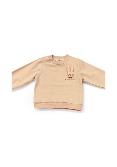 Cantoy Kız Bebek Tavşan Baskılı Sweatshirt-14200 Pudra