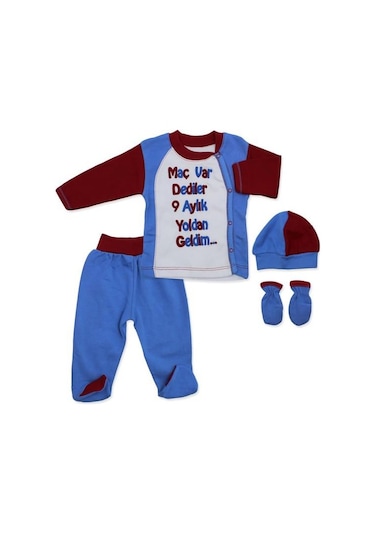 Trabzonspor Hastane Çıkış Yenidoğan Bebek 4 Parça Pamuk Zıbın Set Bordo