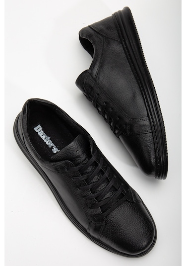 Garantili D563 Günlük Ortopedik Hakiki Deri Erkek Ayakkabı Siyah