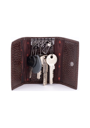 613 Model Hakiki Deri 6'lı Çevirme Anahtarlık Kahve