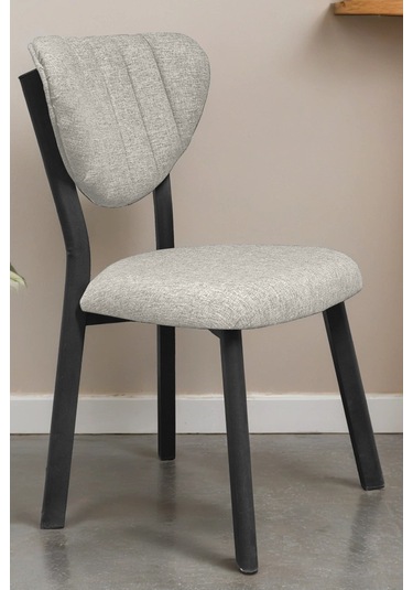 Nemeron Mutfak Masa Sandalyesi Kafe Restoran Yemek Odası Çizgili Yarmalı Sandalye Silinebilir - Krem Krem