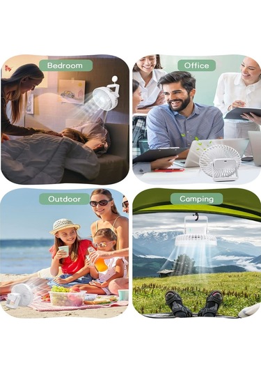 Çok Fonksiyonlu Led Şarj Edilebilir Dış Mekan Taşınabilir Çadır Kamp Fanı Beyaz