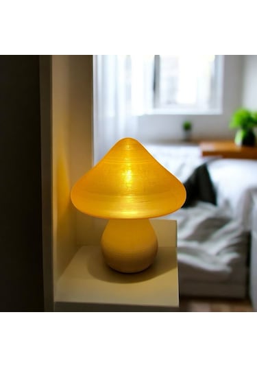 Led Mantar Gece Lambası Pilli, Renkli Ve Dekoratif Işık Eskitme Gold