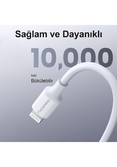 Npo Utl02 60w 20cm Tpe Usb To Lightning Hızlı Şarj Ve Data Kablosu 3 Adet Lighnting
