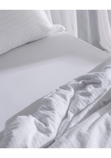 Madame Coco Marlene Tek Kişilik %100 Pamuk Penye Lastikli Nevresim Takımı - Beyaz 8684427198902 Beyaz