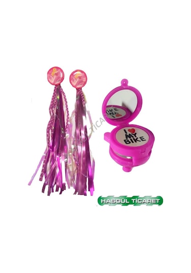 Hsgl Bisiklet Kartlı Püskül Pembe Aynalı Zil Set Siyah