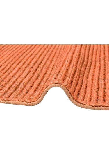 Fine Choti Rust Terra Flatweave El Dokuma Naturel Jüt Hasır Halı