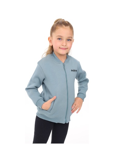 Toontoy Kız Çocuk Nakışlı Hırka Açık Mavi