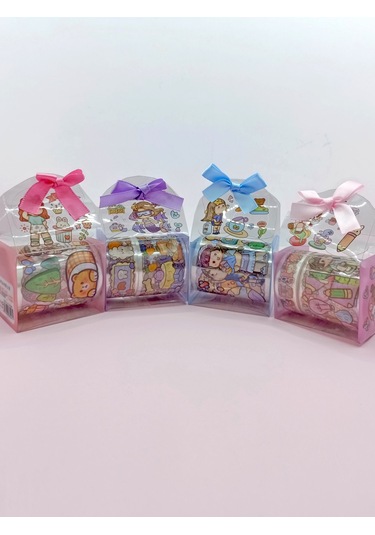 Fiyonk Çantalı Süslü Kız Şeffaf Desenli Bant - Pudra 1