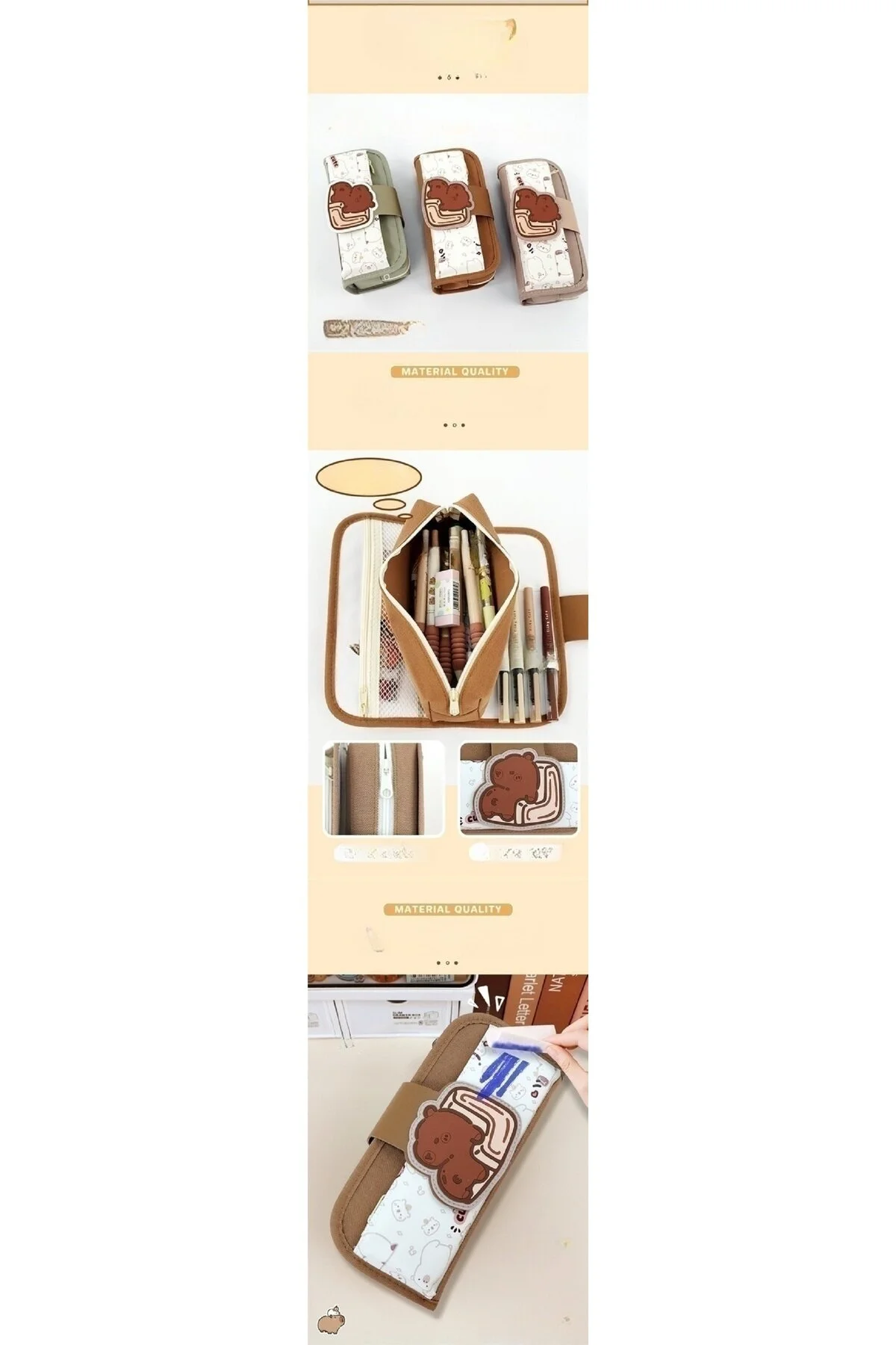 Ins Tarzı Basic, Geniş Kapasiteli, Leke Tutmaz Capybara Kalem Kutusu Koyu Kahverengi