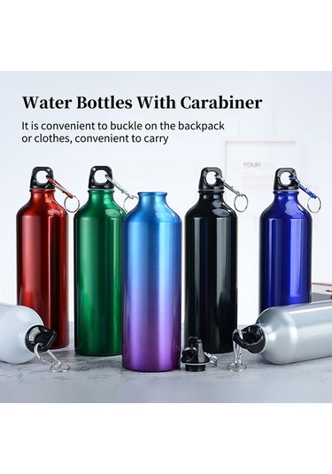 Ulzyvf 750ml Alüminyum Su Matarası - Sızdırmaz, Karabinalı, Spor Ve Seyahat İçin Çok Renkli Küçük Boyutlu Çok Renkli