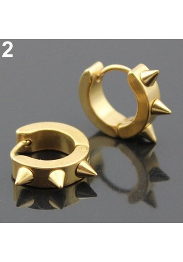 2 Erkek Kadın Moda Punk Gotik Paslanmaz Çelik Halka Saplama Küpe Takı