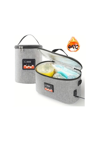 Xuweiwei Taşınabilir Araba Bebek Biberon Isıtıcı Circular Akıllı Termostat Ekranlı Büyük Kapasiteli Yenidoğan Beslenme Çantası