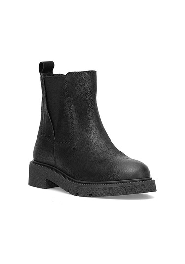 Mammamia D25kb-8335 Kadın Hakiki Nubuk Deri Chelsea Bot Siyah Siyah