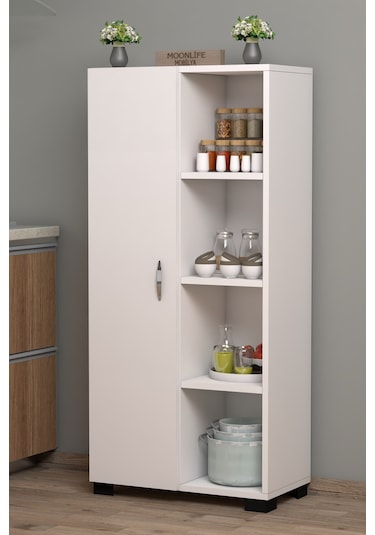 Silva Çok Amaçlı Tek Kapaklı Raflı Dolap Beyaz Beyaz