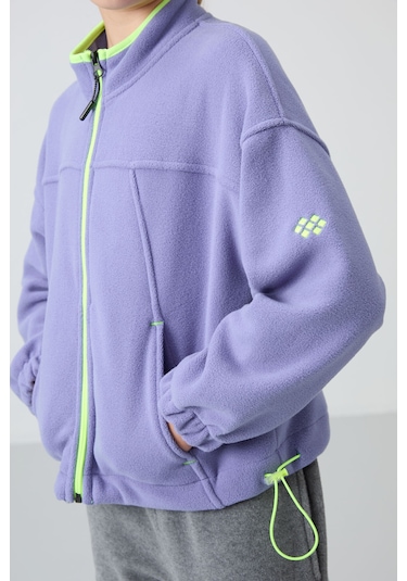 Tommy Life Eflatun Kalın Yumuşak Dokulu Standart Fit Nakışlı Polar Kız Çocuk Sweatshirt - 75157 Eflatun