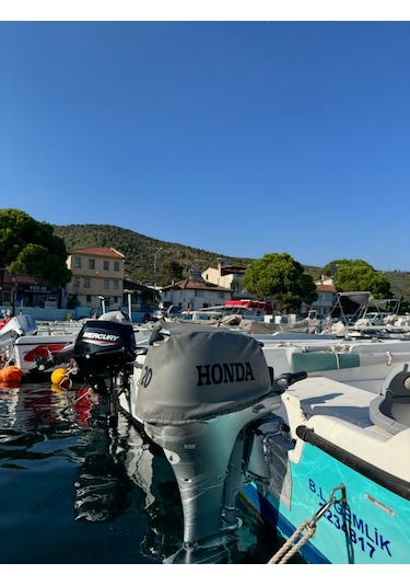 Tekne Motor Kılıfı Dıştan Takma Marin Deri Honda 20 Hp