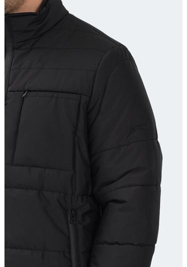Slazenger Baldwıng Erkek Dik Yaka Fermuarlı Siyah Mont & Kaban Siyah