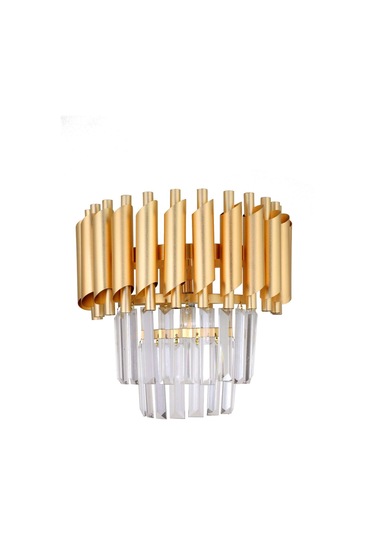 Palmira Kristal Taşlı Lüks Aplik - Sarı - Yaldız Sarı Yaldız