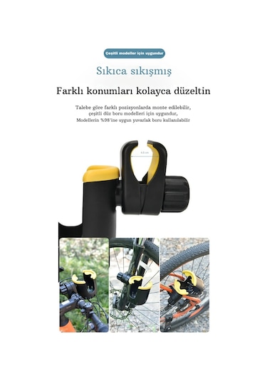 Techtic Bisiklet Bebek Arabası İçin Biberon Bardak Şişe Tutucu Siyah