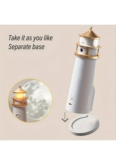 Willowhaven 1pc Moonlight Deniz Feneri Projeksiyon Lambası Gece Işığı Hareket Sensörlü Yatak Başı Lambası