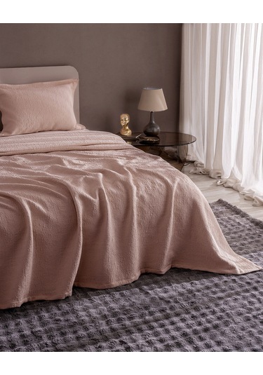 Madame Coco Labenne Çift Kişilik Yatak Örtüsü - Pudra 8684427228661 Pudra