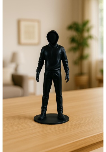 Cajuart Büyük Boy Siyah Holigan Kapüşonlu Gölge Adam Biblo Dekor 1 Adet