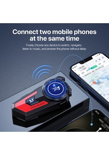 Vkemall Coolreach X7 Motosiklet Bluetooth Kask Kulaklığı Motosiklet İnterkom Kulaklığı Su Geçirmez Motosiklet Kulaklığı Kraliyet Mavisi