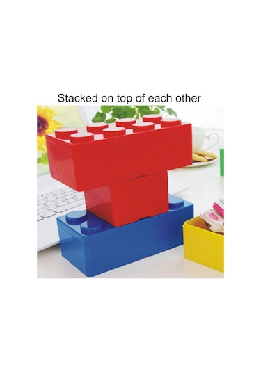 Sones Ev Tipi İstiflenebilir Yapı Taşı Düzenleyici Öğrenci Masaüstü Plastik Saklama Kutusu, Model: Kare Sarı Diğer