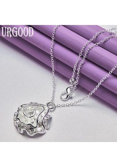 925 Ayar Gümüş Gül Kolye Kolye Moda Takı