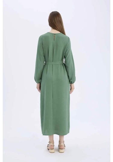 DeFacto Regular Fit Bisiklet Yaka Aerobin Uzun Kollu Elbise Midi E5268AX25SPGN759