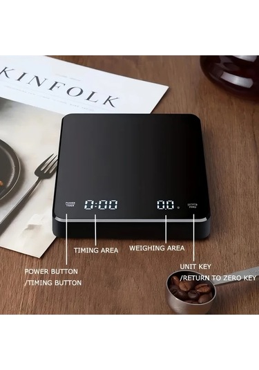 Xuweiwei Kahve Ve Gıda Ölçeği 3000g 0 1g Hassasiyetli Şarj Edilebilir Büyük Ekranlı Zamanlayıcılı Çok Fonksiyonlu Mutfak Tartısı -