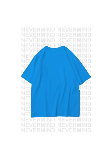 Sevgili Kombini Sevimli Köpek Ve Kalp Baskılı Oversize Unisex Çift Tişörtü Mavi