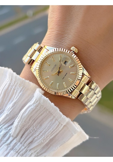 Coliseum Çelik Kordon Takvimli Kadran Özel Tasarım Vintage Seri Kadın Kol Saati+bileklik Ps.8341.m1 Sarı