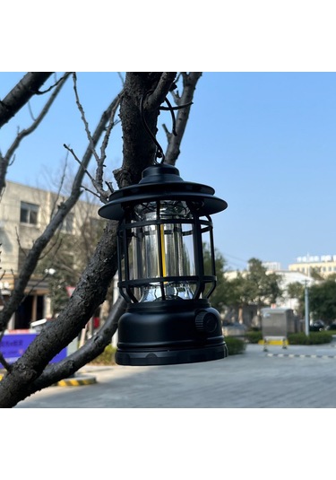 Padalink Döner Aydınlatmalı Usb Şarjlı Kamp Lambası - 1200mah Pil İle Taşınabilir Işık Siyah