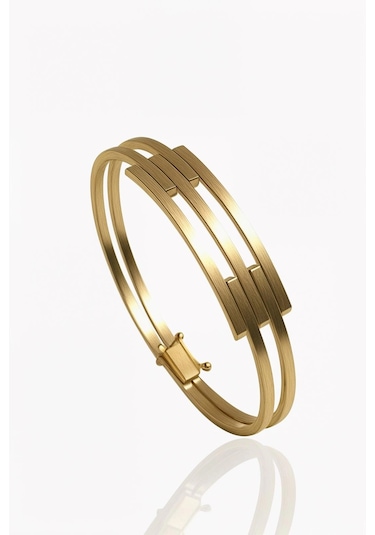 Altın Üçlü Kaburga Kelepçe Bilezik