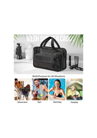 Fosenze Büyük Boy Siyah Taşınabilir Duş Ve Spor Gereçleri Çantası - Kişisel Bakım, Yurt Odası, Spor Salonu İçin Organize Edici Çanta Siyah