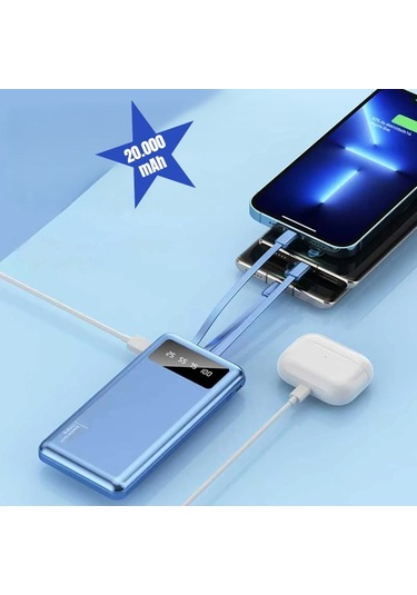 Kendinden Kablolu 20.000 Mah Powerbank Çok Renkli