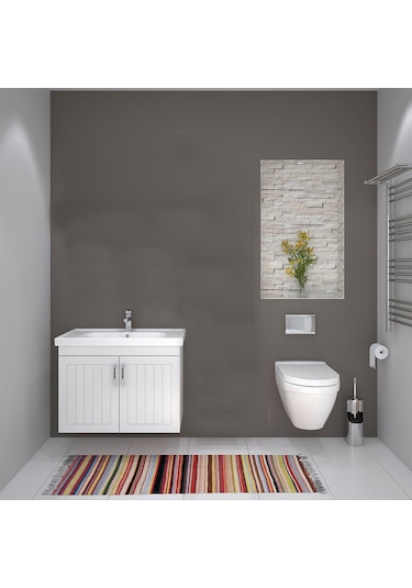 Turkuaz Seramik Frame Etajerli Lavabo 80 x 45 CM Ve Lotus 80 Alt Modülü