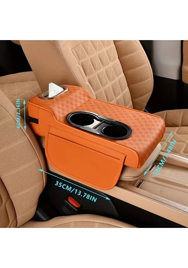 Chuangyinshop Siyah Kırmızı Araç Kolçak Minderi Bardak Tutuculu Kaymaz Yüzeyli Depolama Bölmeli