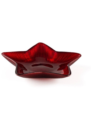 1 Adet Çoban Yıldızı Kırmızı Çerezlik Sunum Tabağı 15cm