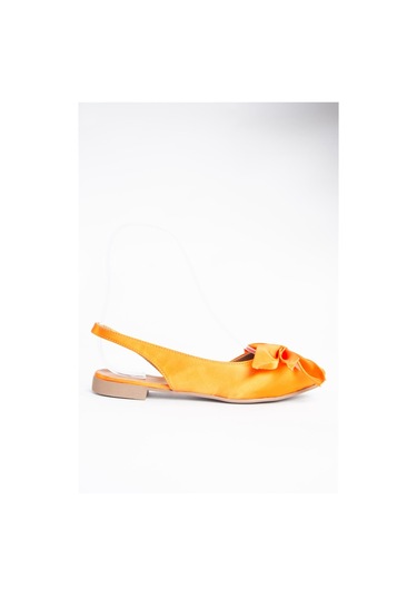 Fox Shoes Turuncu Saten Kumaş Kadın Babet H726809004 Turuncu