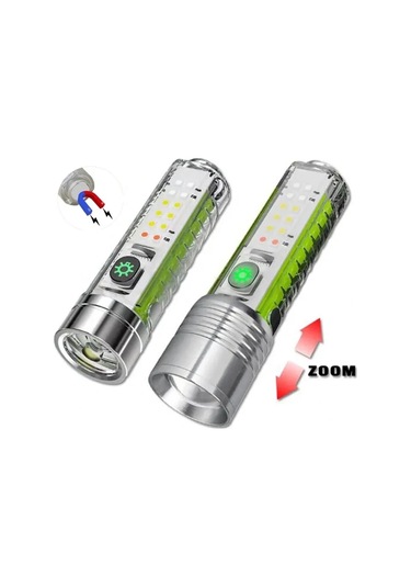 El Feneri 8 Mod Şarjlı Fosforlu Mıknatıslı Led El Feneri