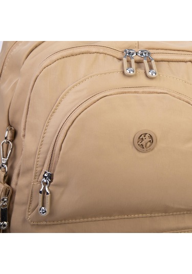 Nas Bag Unisex Büyük Boy Hafif Çok Gözlü Sırt Çantası Kum Kum - Bej