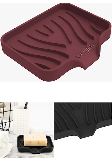 Bordo Silikon Mutfak, Banyo Su Giderli Vantuzlu Esnek Sabunluk Diğer