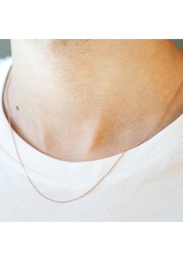 14 Ayar Altın 55 Cm Roz Erkek Zincir Kolye N11.417